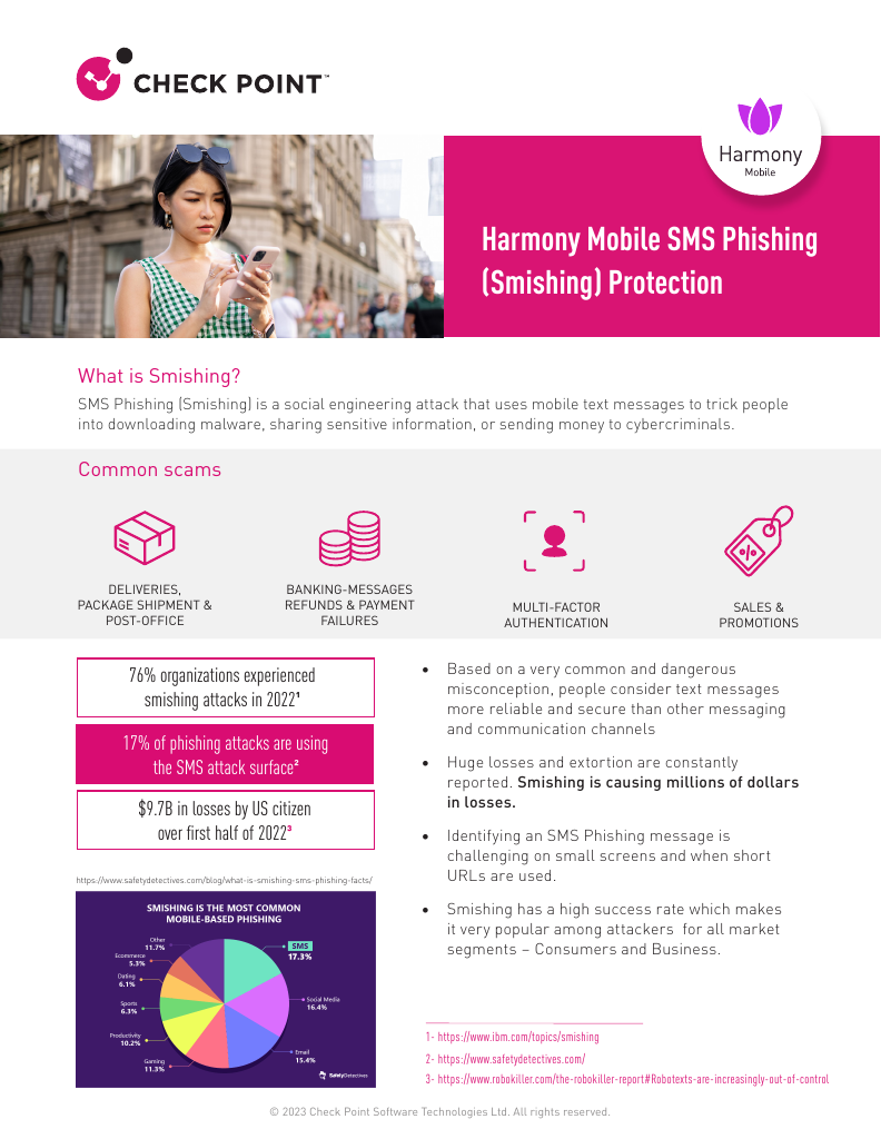 Solution Brief Harmony Mobile SMS Phishing Smishing Protection