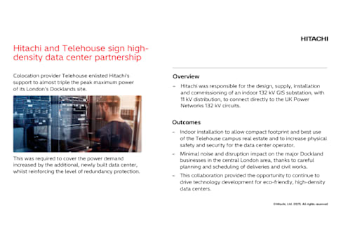 Hitachi and Telehouse sign high-density data center partnership