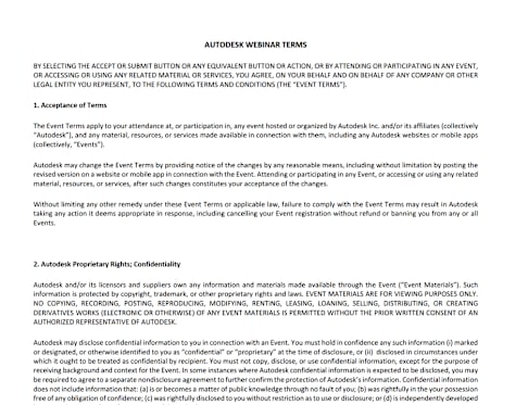 Webinar Event Terms Conditions