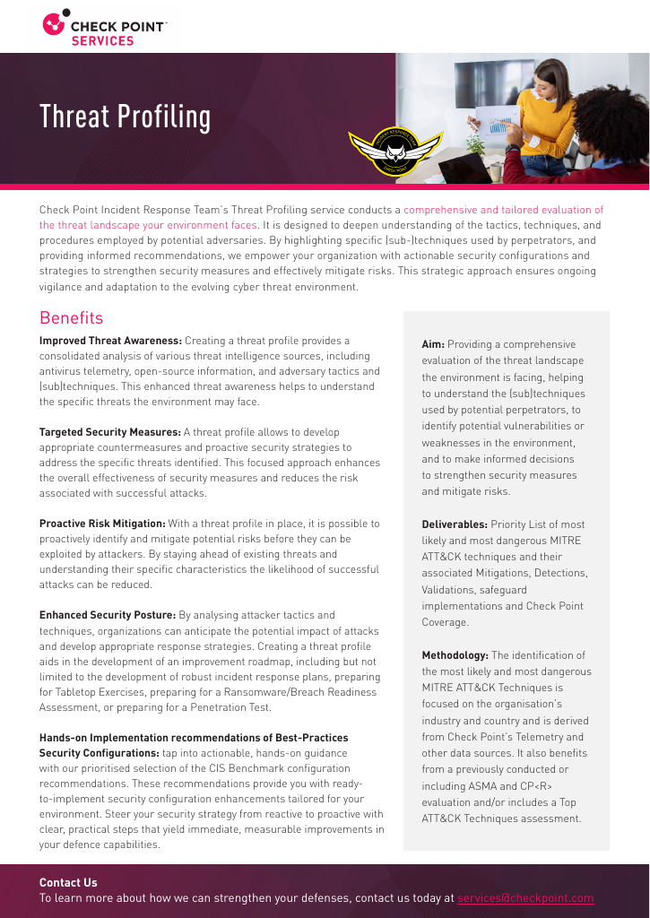 Datasheet | Threat Profiling | Check Point Software