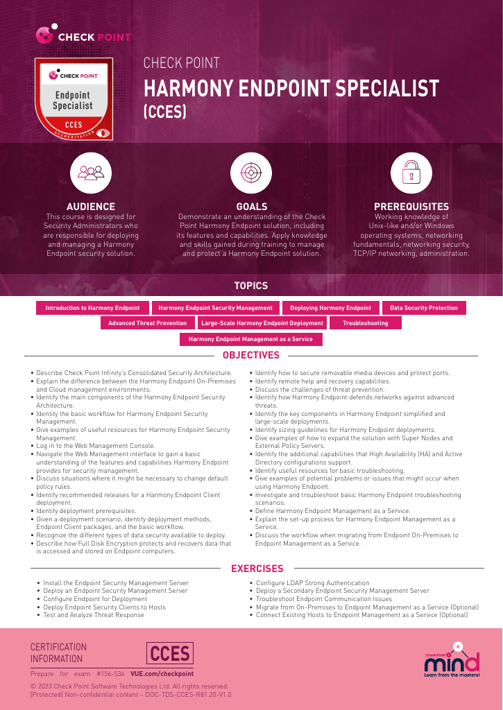 Course Overview Harmony Endpoint Specialist Course Overview Check Course Overview Harmony Endpoint Specialist Course Overview Check