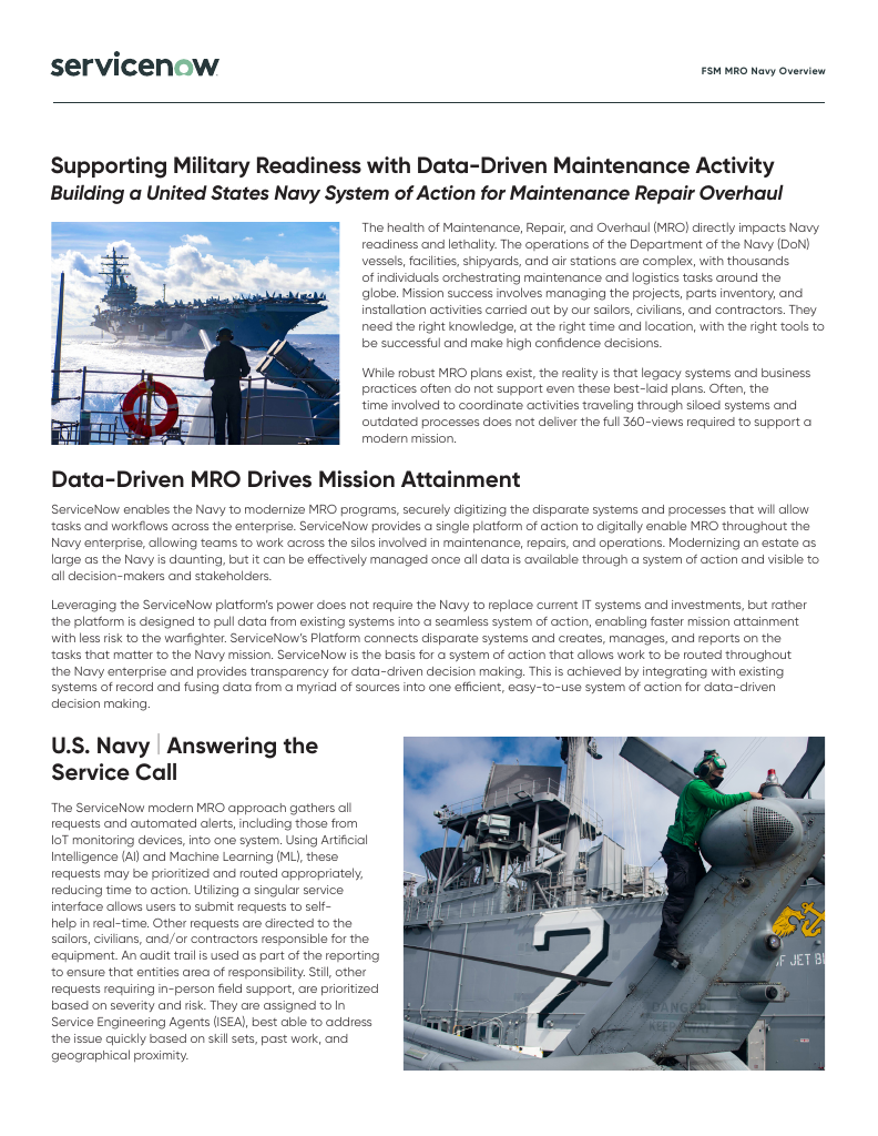 Supporting Military Readiness with Data-Driven Maintenance Activity ...