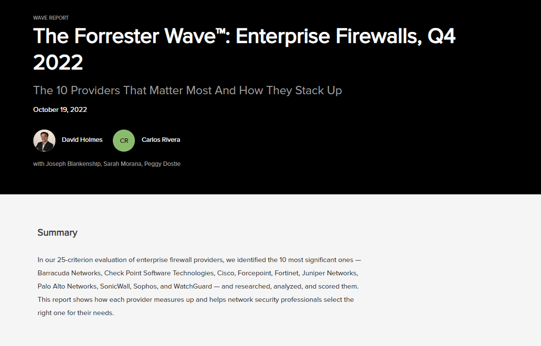 Forrester Wave For Enterprise Firewall Report Checkpoint Com