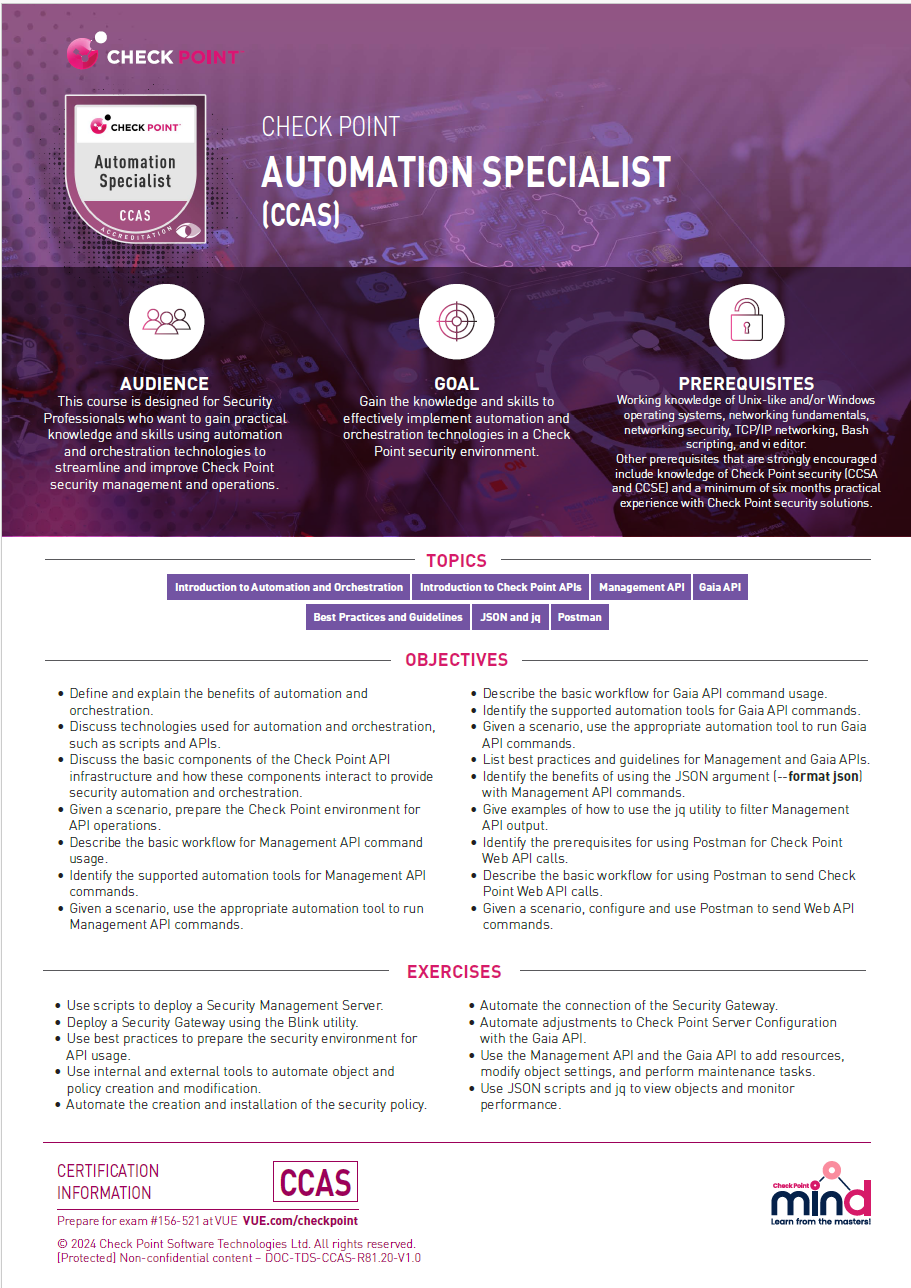 Course Overview | Certified Automation Specialist CCAS r81.20 | Check ...
