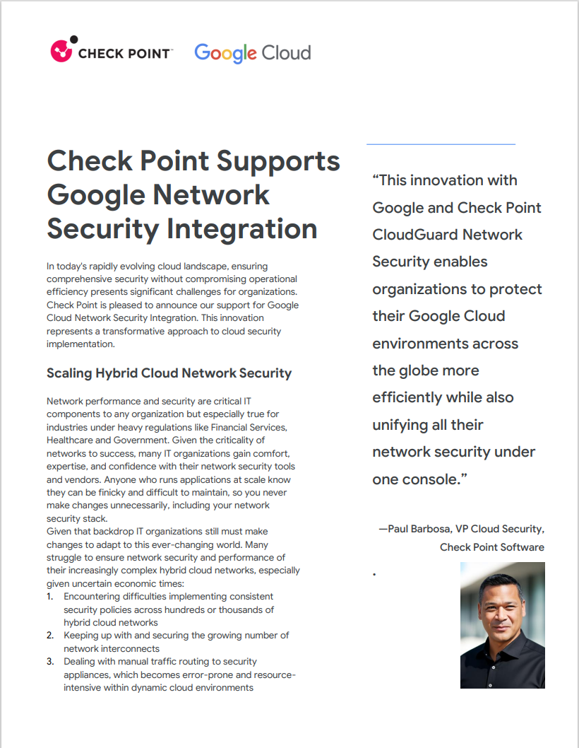White Paper | Check Point Supports Google Network Security Integration ...