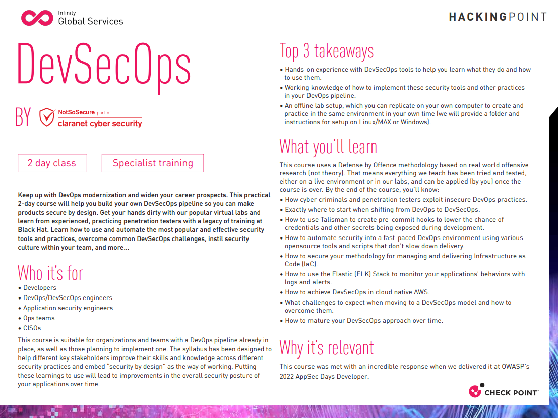 Course Overview | DevSecOps | Check Point Software