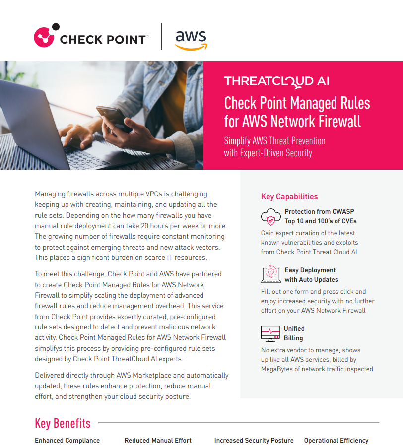 Datasheet | Check Point Managed Rules for AWS Network Firewall | Check ...