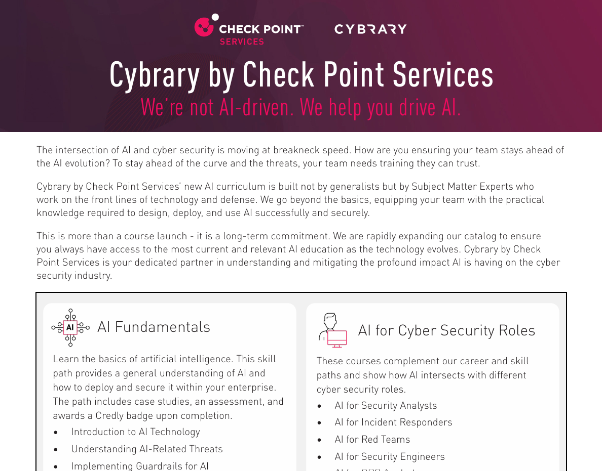Datasheet | Cybrary’s AI Curriculum by Check Point Services | Check ...