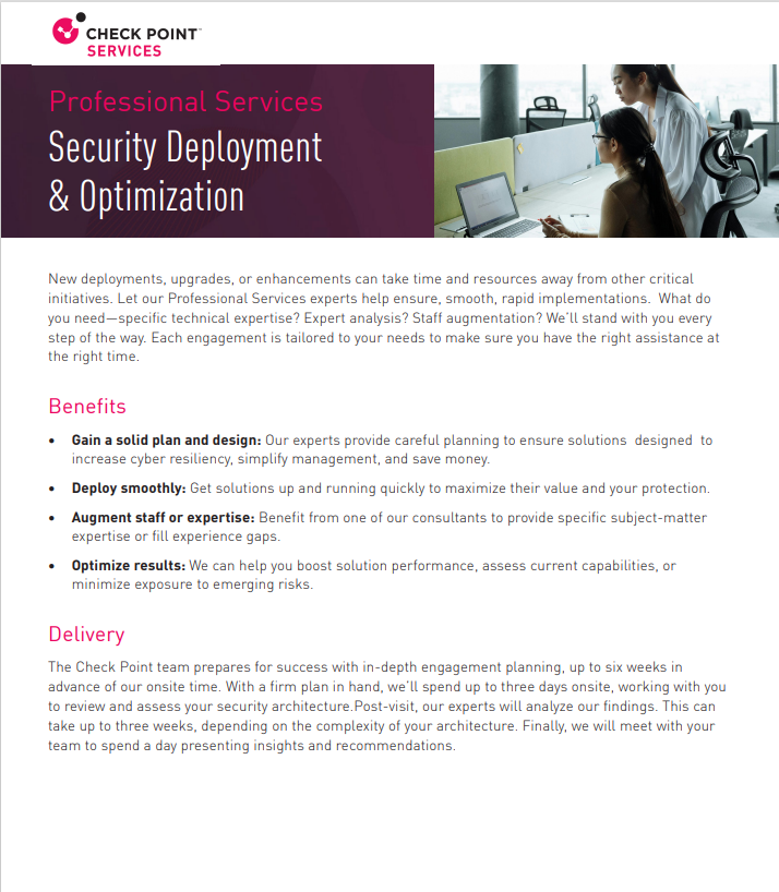 Datasheet | Security Deployment & Optimization | Check Point Software