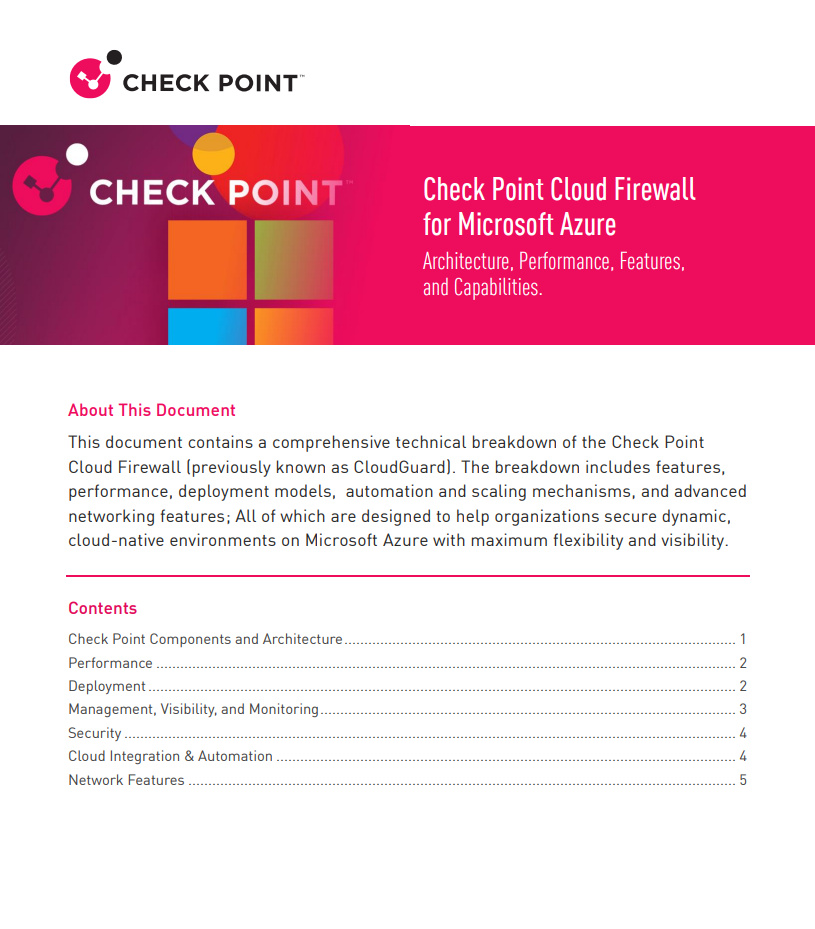 Datasheet | ﻿Check Point Cloud Firewall for Azure Technical Overview ...