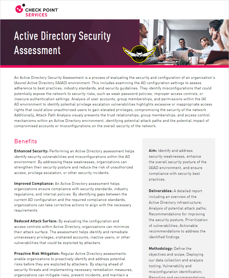 Datasheet | Active Directory Security Assessment | Check Point Software