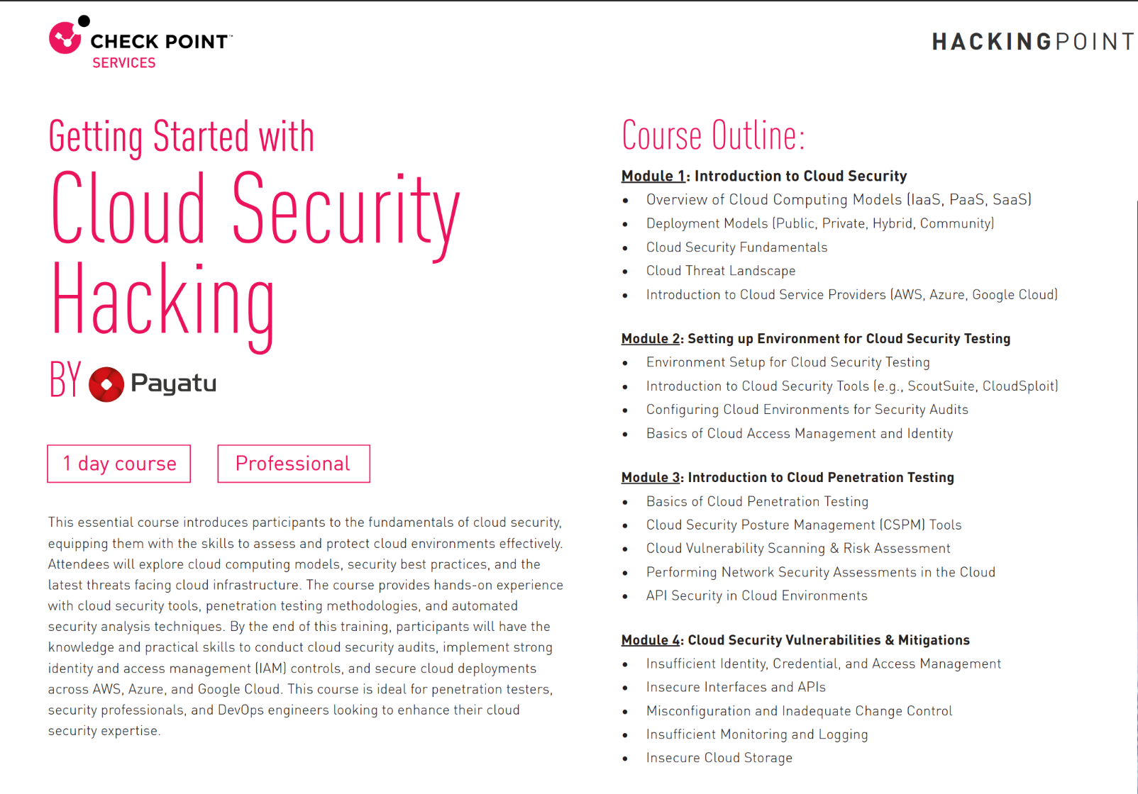 Datasheet | 1-Day Cloud Security Hacking Course by Payatu | Check Point ...