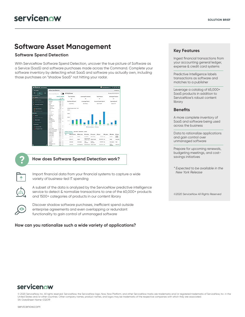 Software Asset Management - Spend Detection | ServiceNow