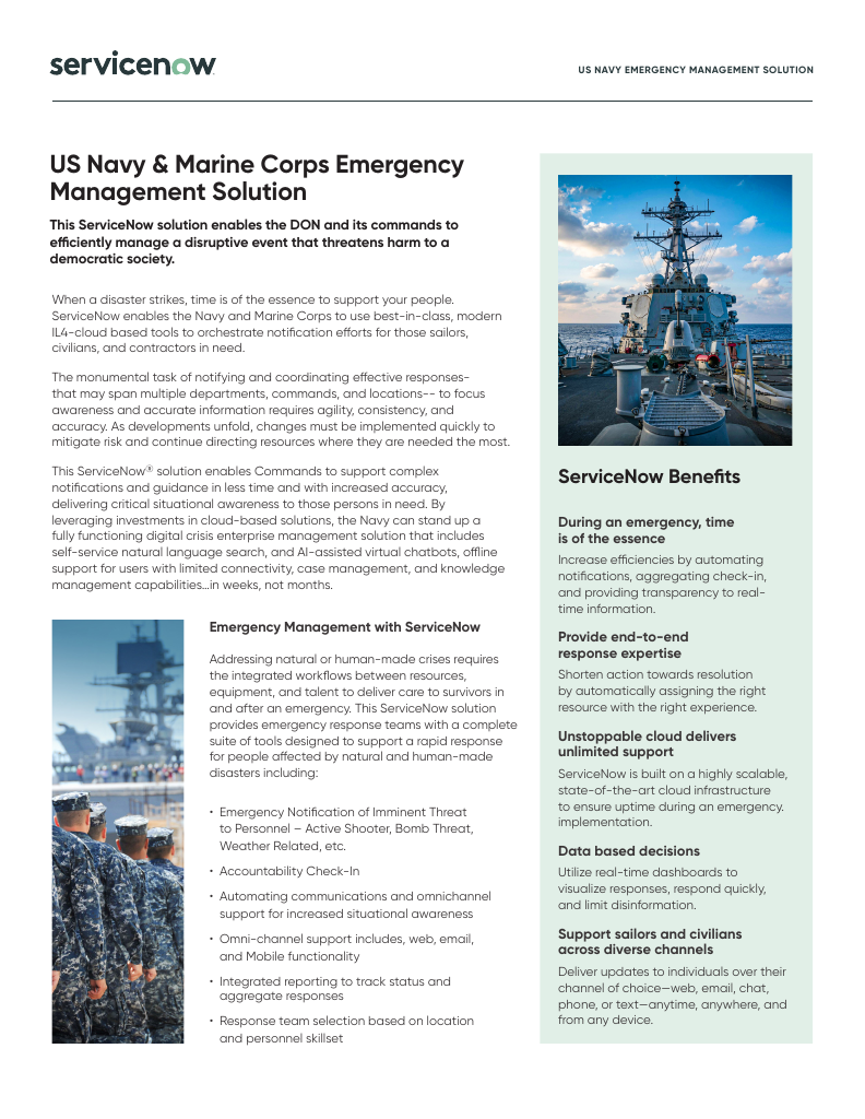 ServiceNow Emergency Management US Navy Whitepaper